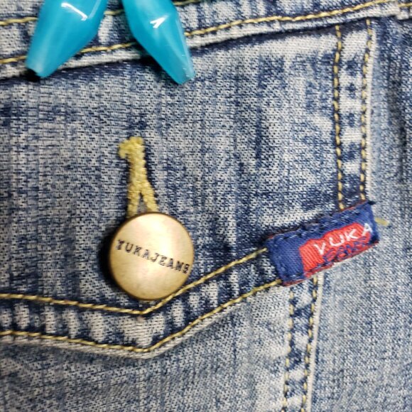 NWOT Vintage YUKA JEANS Embroidered Floral Denim Jacket Women's S/M Blue Beads - Picture 7 of 14